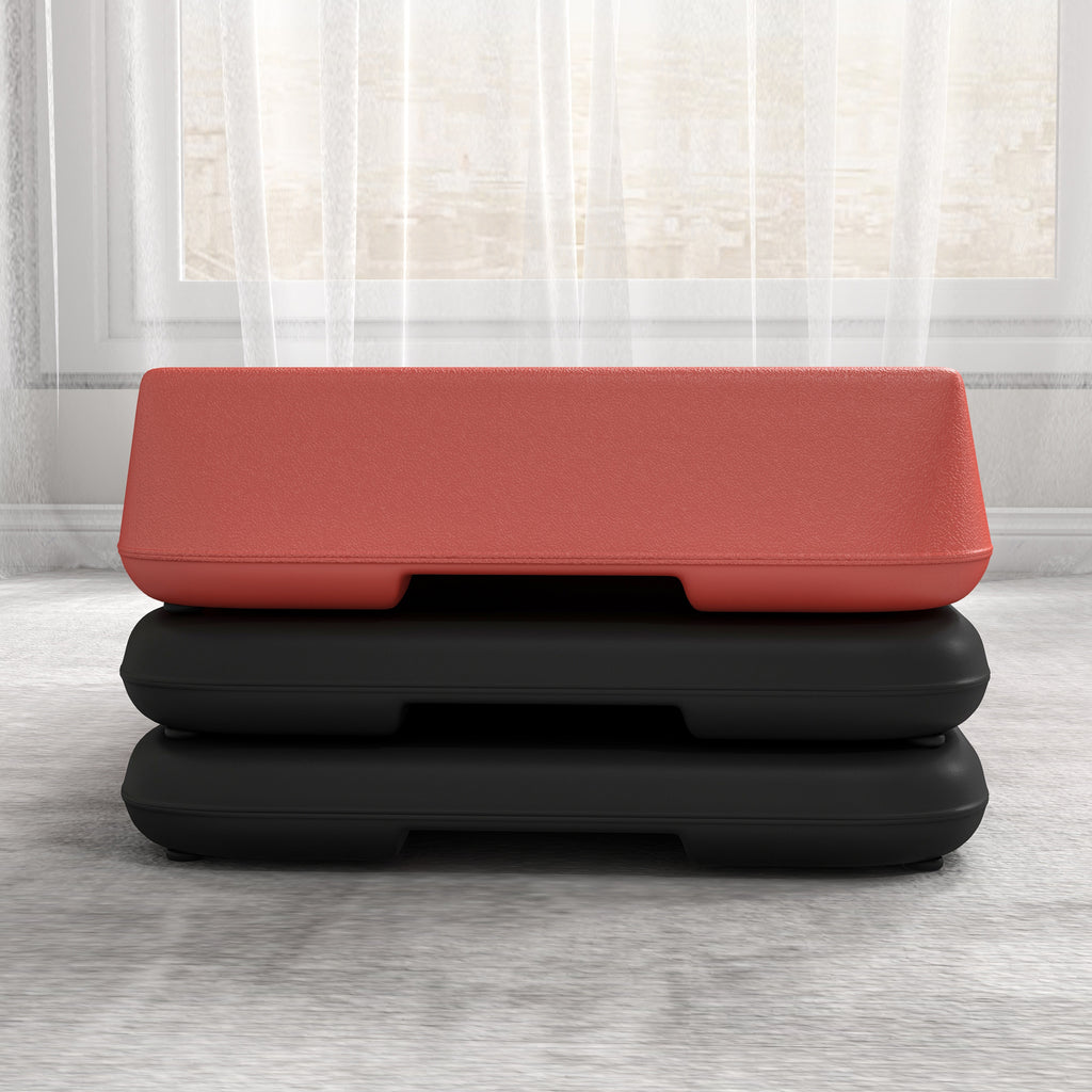 SPORTNOW Stepper Aerobic Fitness Höhenverstellbar 3 Ebenen 10/15/20 cm rutschfeste Oberfläche PE-Plastik, Rot