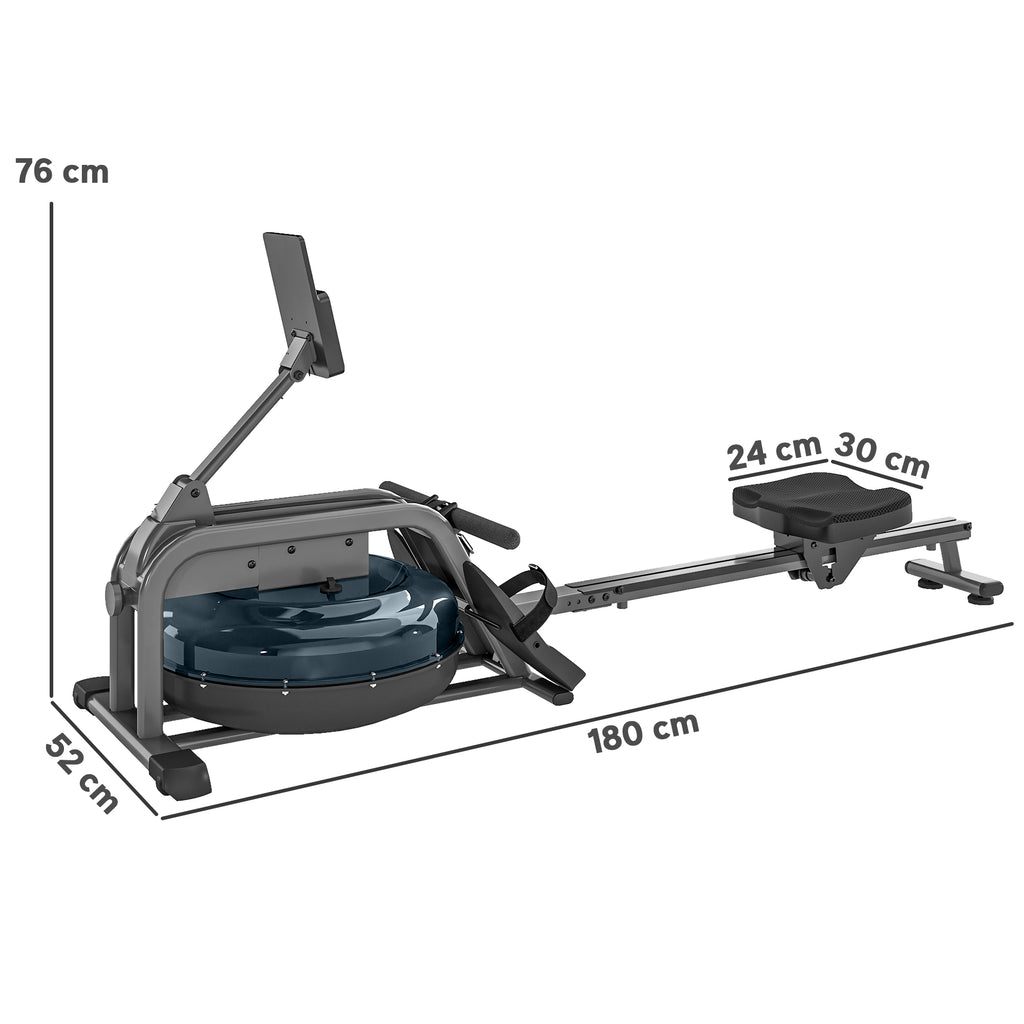 SPORTNOW Wasser-Rudergerät Heimrudergerät Muskelaufbau 6 Widerstandsstufen, vertikale Lagerung, Rollen, 180x52x76cm Schwarz