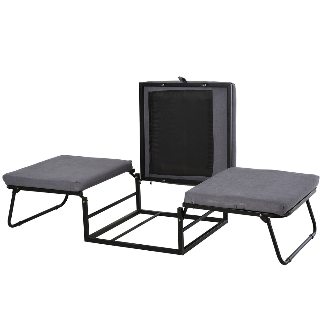 HOMCOM Klappbett 75x190 cm, Erwachsene Gästebett Klappbar mit 8 cm Dicker Schaumstoff, Reisebett mit Metallrahmen, 5-stufig höhenverstellbares Einzelbett mit Kissen, bis 150 kg belastbar