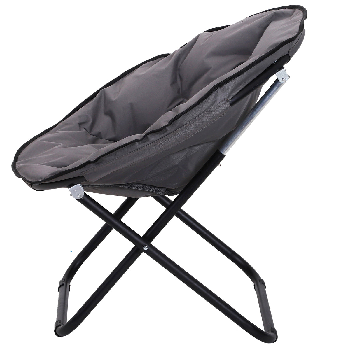 Outsunny Campingstuhl Faltbar Campingsessel mit Lehne, Klappstuhl bis 120kg, gepolstert Moonchair Extra Breit, Faltsessel Outdoor Stuhl für Garten, Balkon, Camping, Grau