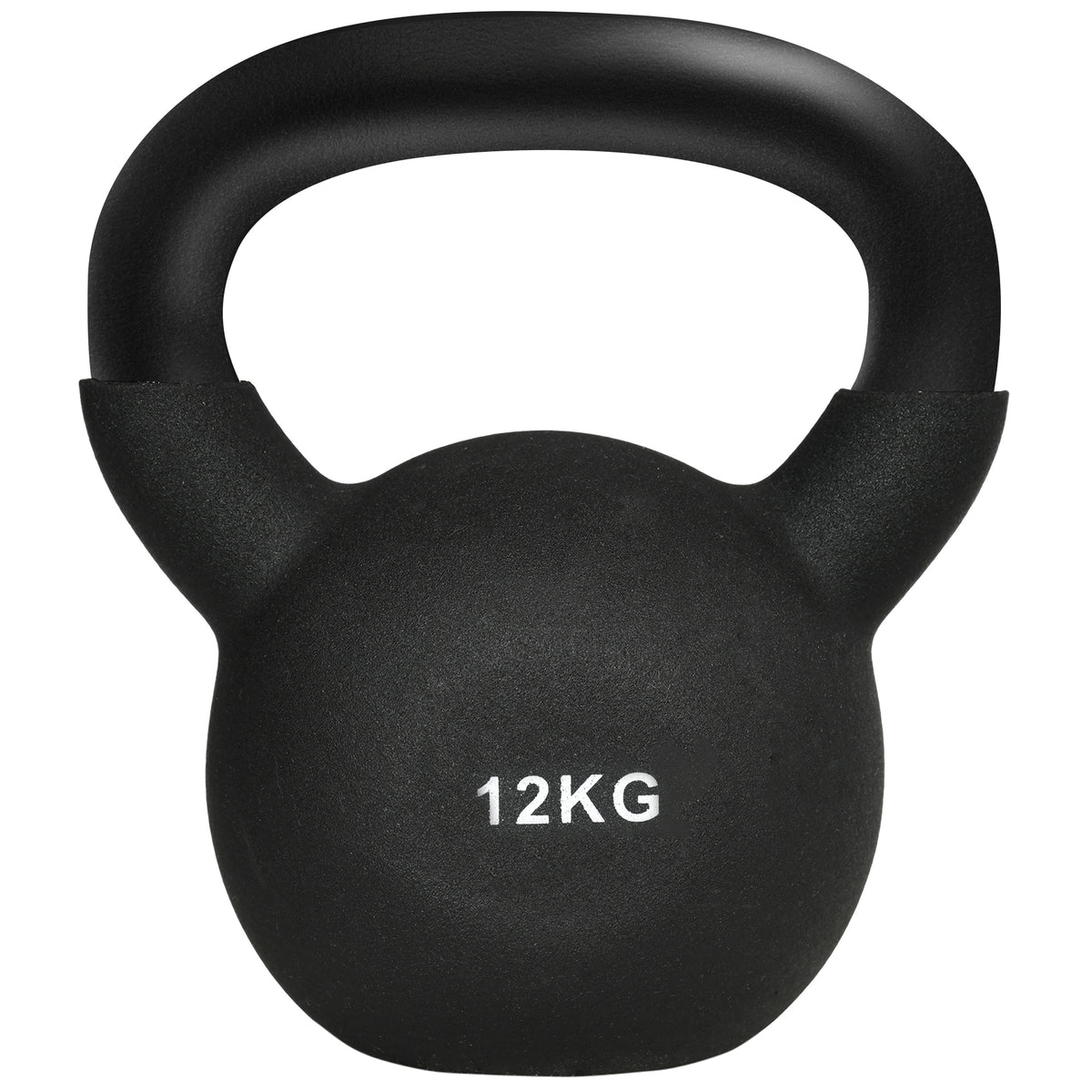 HOMCOM Kettlebell, Kugelhantel, 12 kg, mit Kunststoffummantelung, Stahl, schwarz 20 x 13 x 22cm