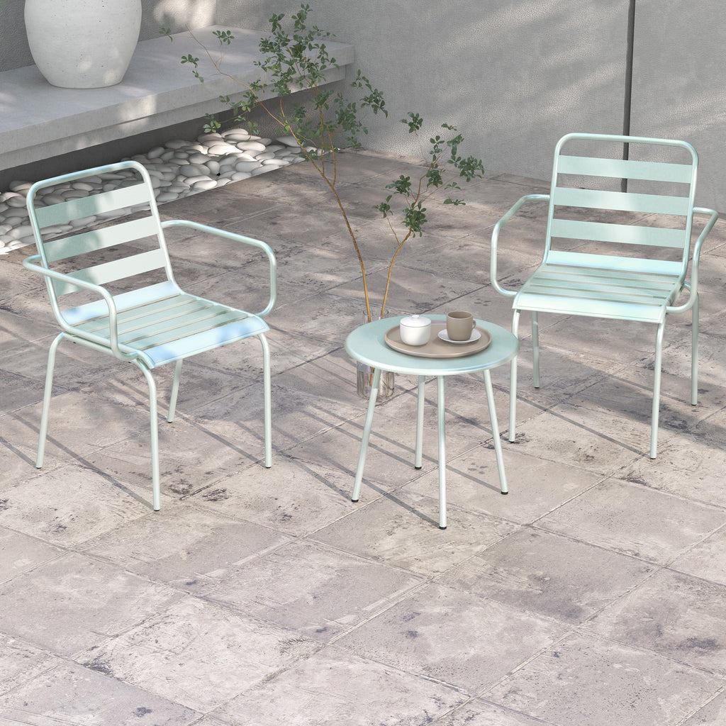 Outsunny 3teiliges Bistro-Set Balkonbistro-Set 2er-Bistroset, klappbar, modernes Design, 51 x 58 x 78 cm, Grün