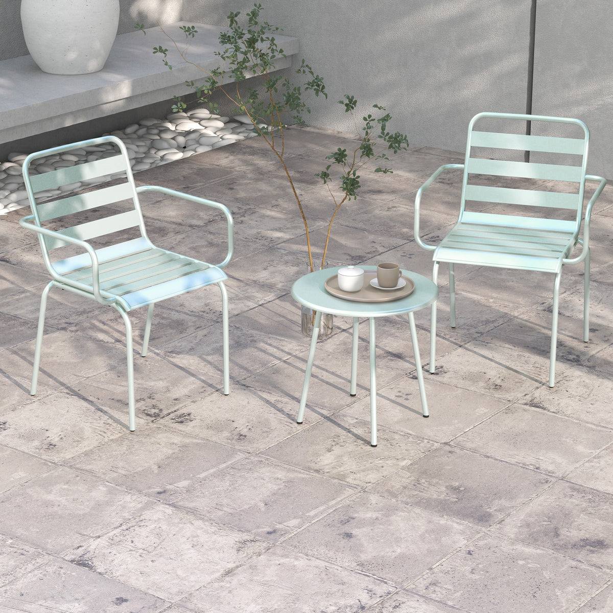 Outsunny 3teiliges Bistro-Set Balkonbistro-Set 2er-Bistroset, klappbar, modernes Design, 51 x 58 x 78 cm, Grün