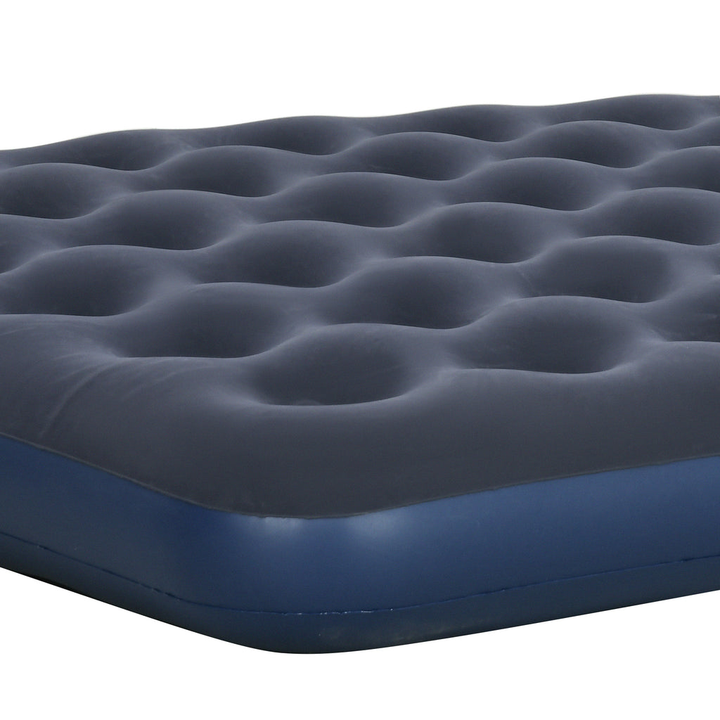 Outsunny Luftmatratze für 2 Personen, Luftmatratze mit integrierter Handpumpe, beflockt, Blau