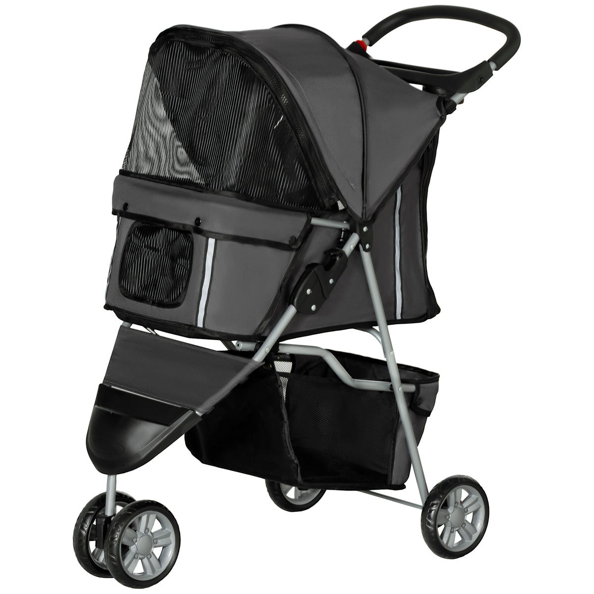 PawHut Hundewagen Hundebuggy klappbar für Hunde & Katzen bis 10 kg 75 x 45 x 97 cm Dunkelgrau