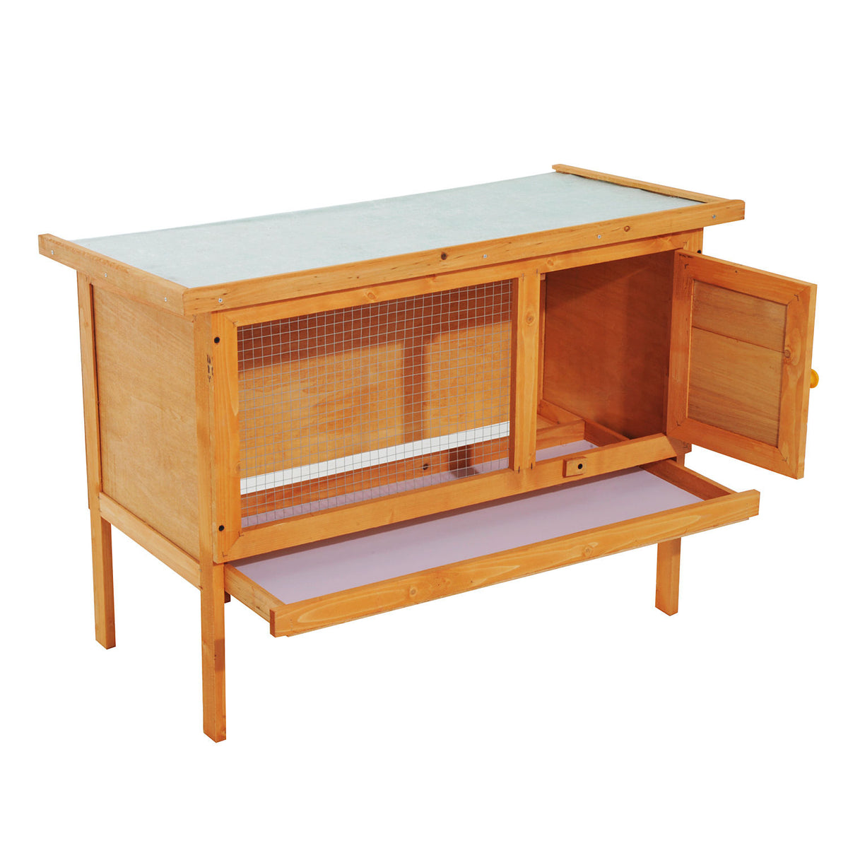 PawHut Kleintierstall Zwergkaninchenkäfig Zwergkaninchenstall wetterfest Holz Metall 90 cm x 45 cm x 65 cm