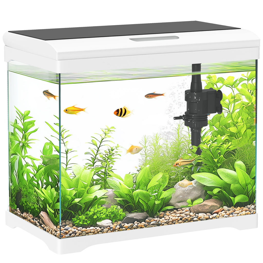 PawHut Aquarium, 17 L Tropenfischaquarium, leichte Pflege, klare Sicht, mit LED-Leuchten, 35L x 21B x 31H cm, Weiß+Schwarz