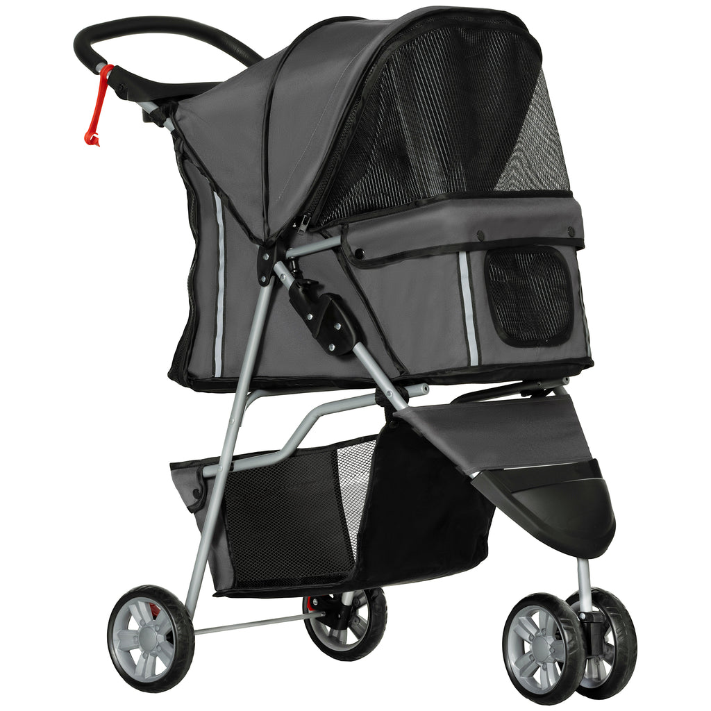 PawHut Hundewagen Hundebuggy klappbar für Hunde & Katzen bis 10 kg 75 x 45 x 97 cm Dunkelgrau