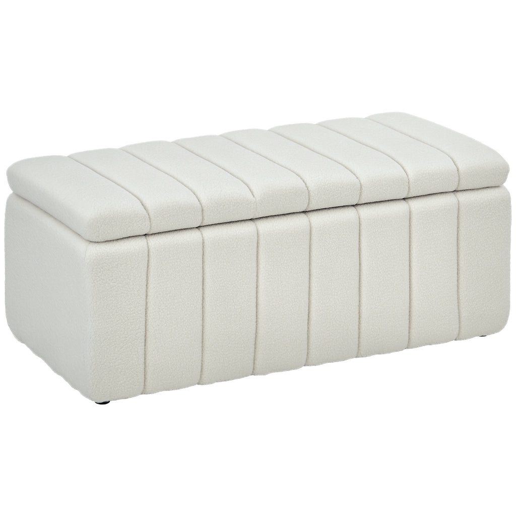 HOMCOM Polsterbank, Bettbank mit Stauraum, belastbar bis 120kg, 102x45x46cm, Cremeweiß