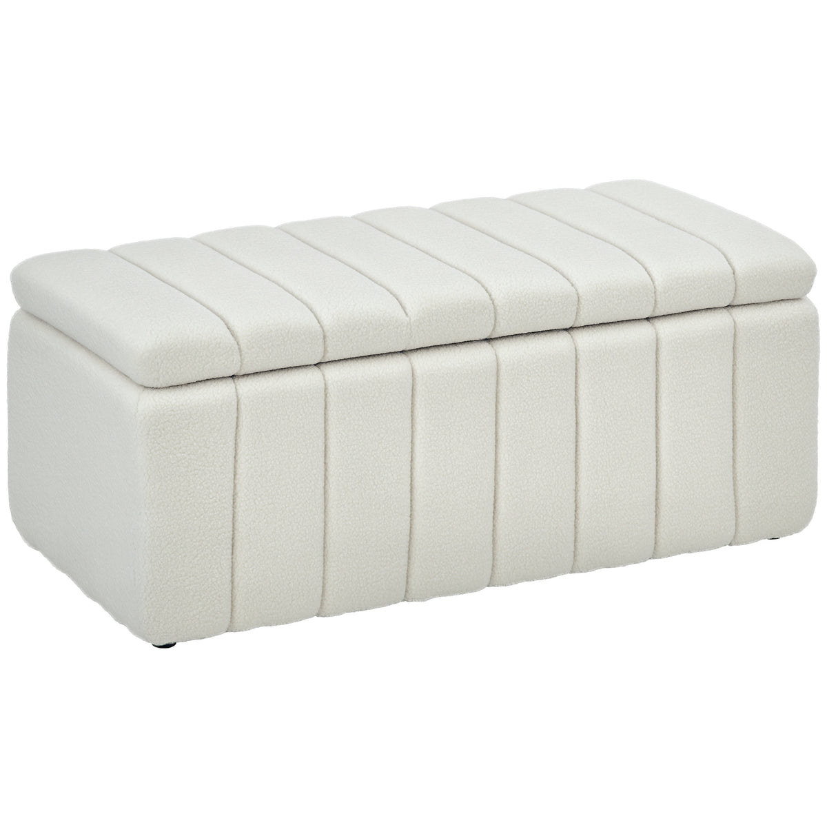 HOMCOM Polsterbank, Bettbank mit Stauraum, belastbar bis 120kg, 102x45x46cm, Cremeweiß