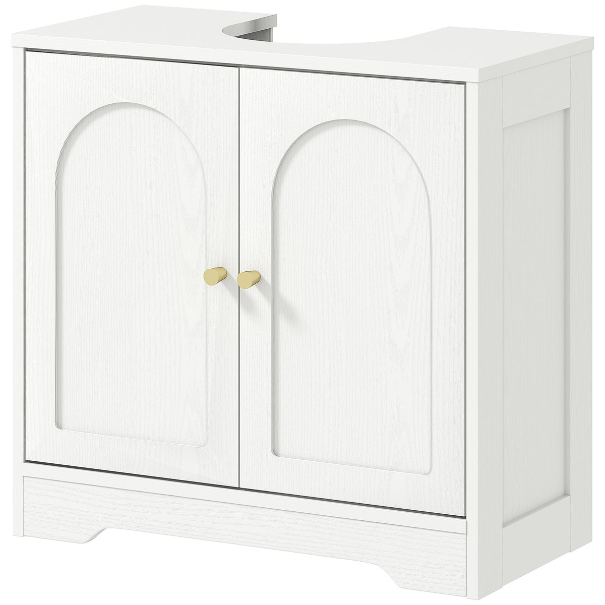 HOMCOM Waschtisch-Unterschrank Badezimmer mit Schrank mit Türen und höhenverstellbarem Regal, für Waschbecken mit oder ohne Sockel, weiß