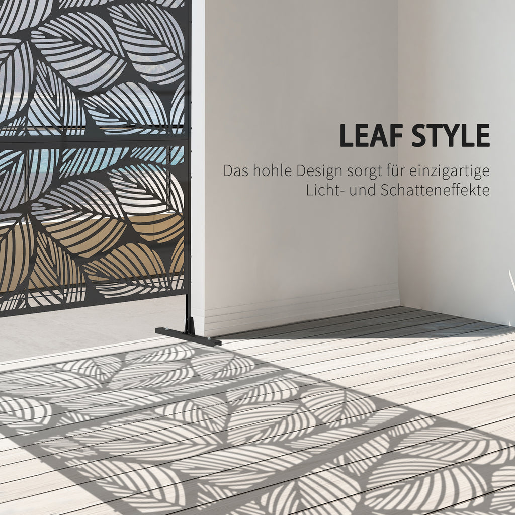 Outsunny Sichtschutz Sichtschutz Garten Gartenabtrennung, florale Muster, Metall, 122 x 45 x 198 cm, Schwarz