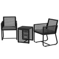 Outsunny 3-teiliges Bistro-Set Balkon-Set Terrassen-Set, wetterbeständig, modernes Design, 53 cm x 57 cm x 77 cm, Schwarz + Grau