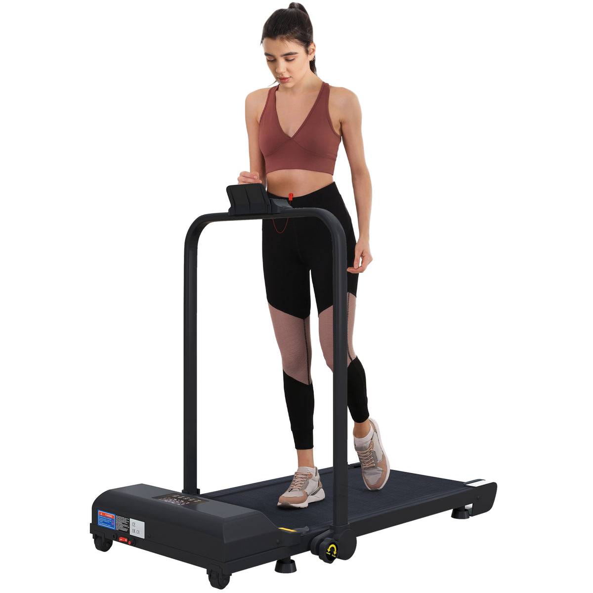 HOMCOM Elektrisches faltbares Laufband 2 in 1, 1-10 km/h, elektrisches Gehband mit Fernbedienung 130 x 59 x 96 cm schwarz