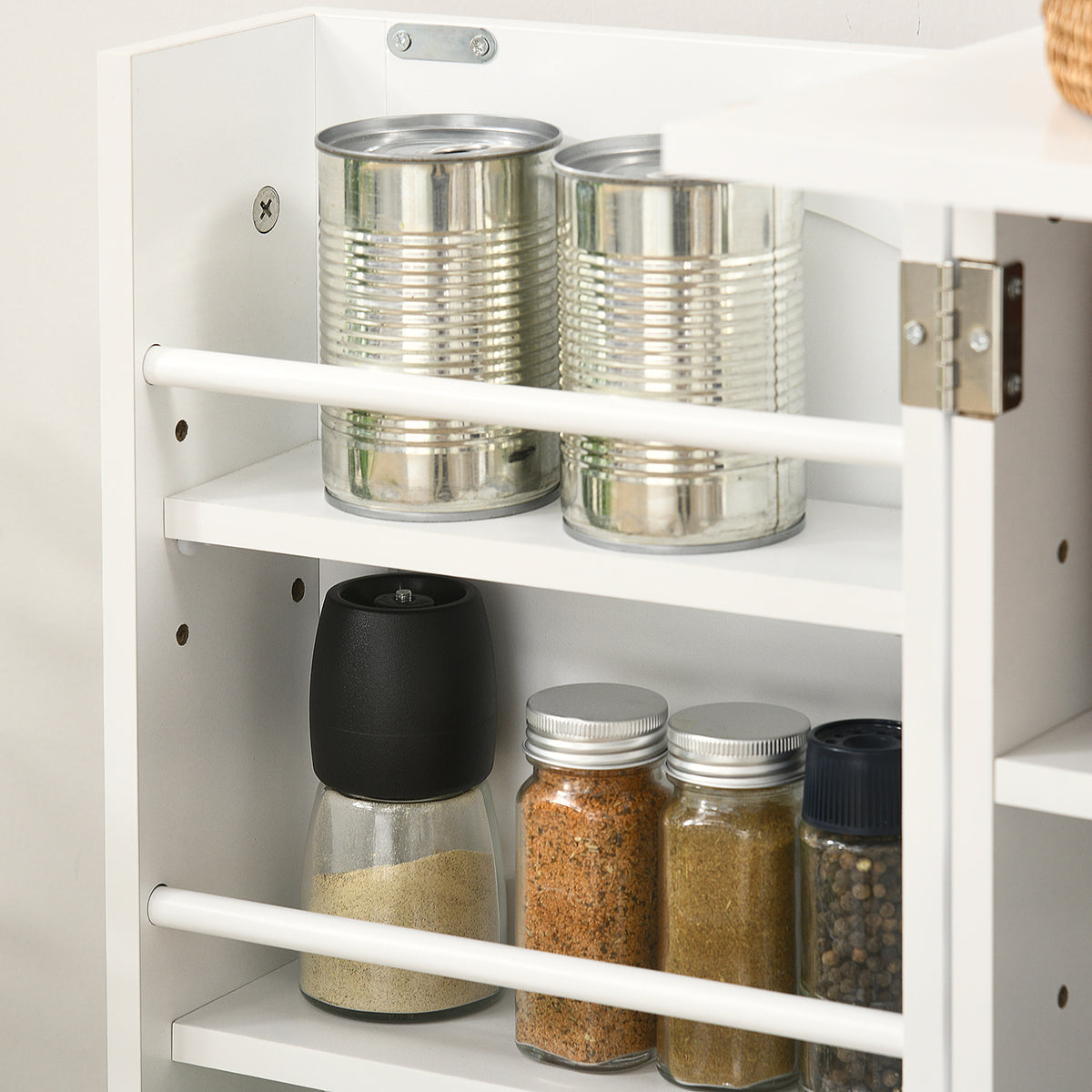HOMCOM Küchenschrank Speisekammer 2 Türen mit 5 Regalen und 12 Gewürzregalen - 60 x 30 x 104 cm - weiß