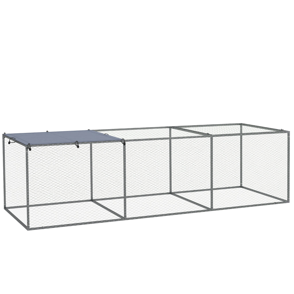 PawHut Enclos poulailler cage clapier extérieur 3 m² für Kleintiere dim. 3 x 1 x 0,8 m verzinkter Stahl
