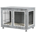 PawHut Hundekäfig Hundebox waschbares Polster, 2 Verriegelungen, 90 cm x 58 cm x 65 cm, Grau
