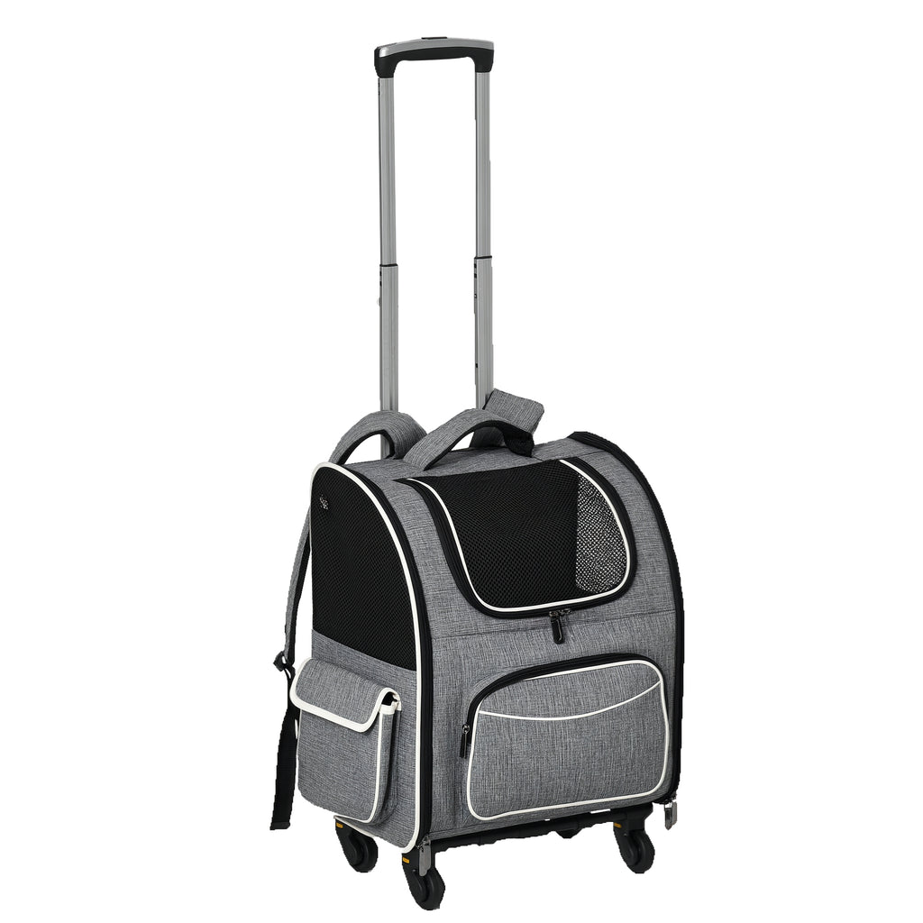 Pawhut 2-in-1 Hundetransporttasche Oxfordstoff Grau + Weiß + Schwarz