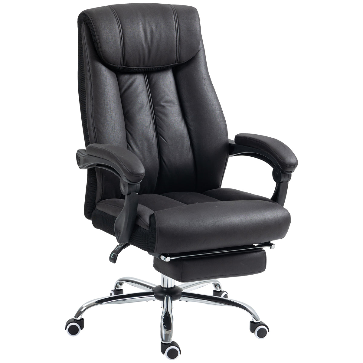 HOMCOM Bürostuhl Schreibtischstuhl Chefsessel, mit Fußstütze, höhenverstellbar, 145° Neigungswinkel, 66 x 70 x 119 cm, Schwarz