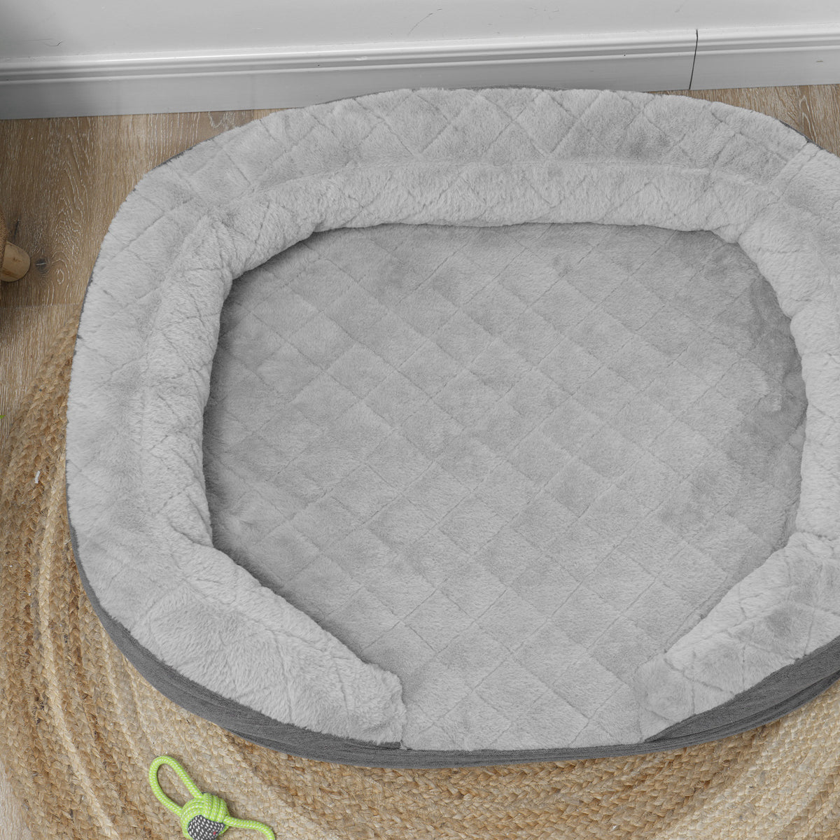 PawHut Hundebett für Hunde bis 25 kg, abnehmbarer Bezug, rutschfeste Füße, 90 x 78 x 25 cm, Grau