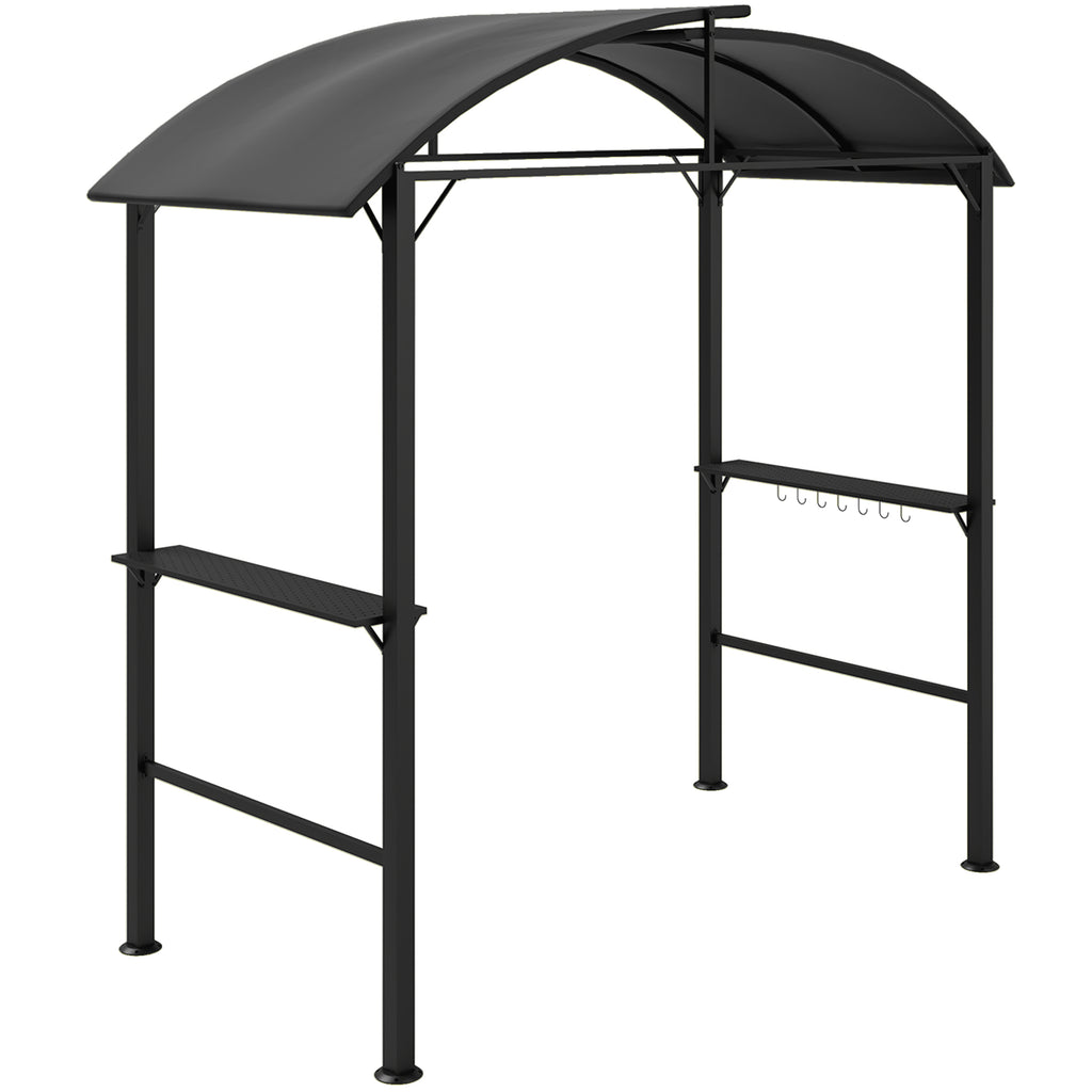 Outsunny Grillpavillon, 2 Seitenablagen, Haken, Stahlrahmen, 1,1 x 2,3m, Dunkelgrau
