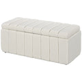 HOMCOM Polsterbank, Bettbank mit Stauraum, belastbar bis 120kg, 102x45x46cm, Cremeweiß