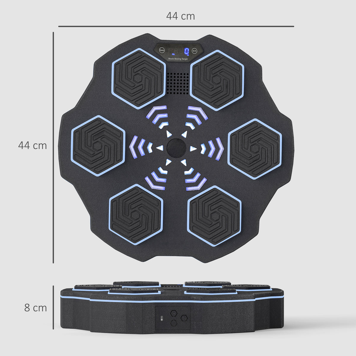 SPORTNOW Musikboxmaschine, Bluetooth-Boxgerät, Wandmontage, 9 Geschwindigkeiten und Modi, LED-Lichter, Schwarz