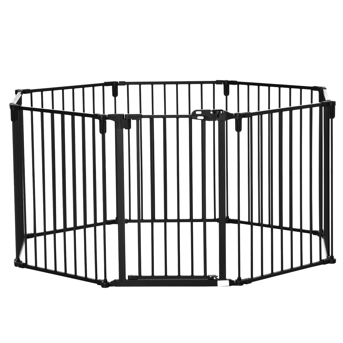 PawHut Haustiersperre Sicherheitszaun Kaminpark Gehege Hund faltbar modular 8 Panels mit Tür ohne Bohren 482,5 x 76 cm