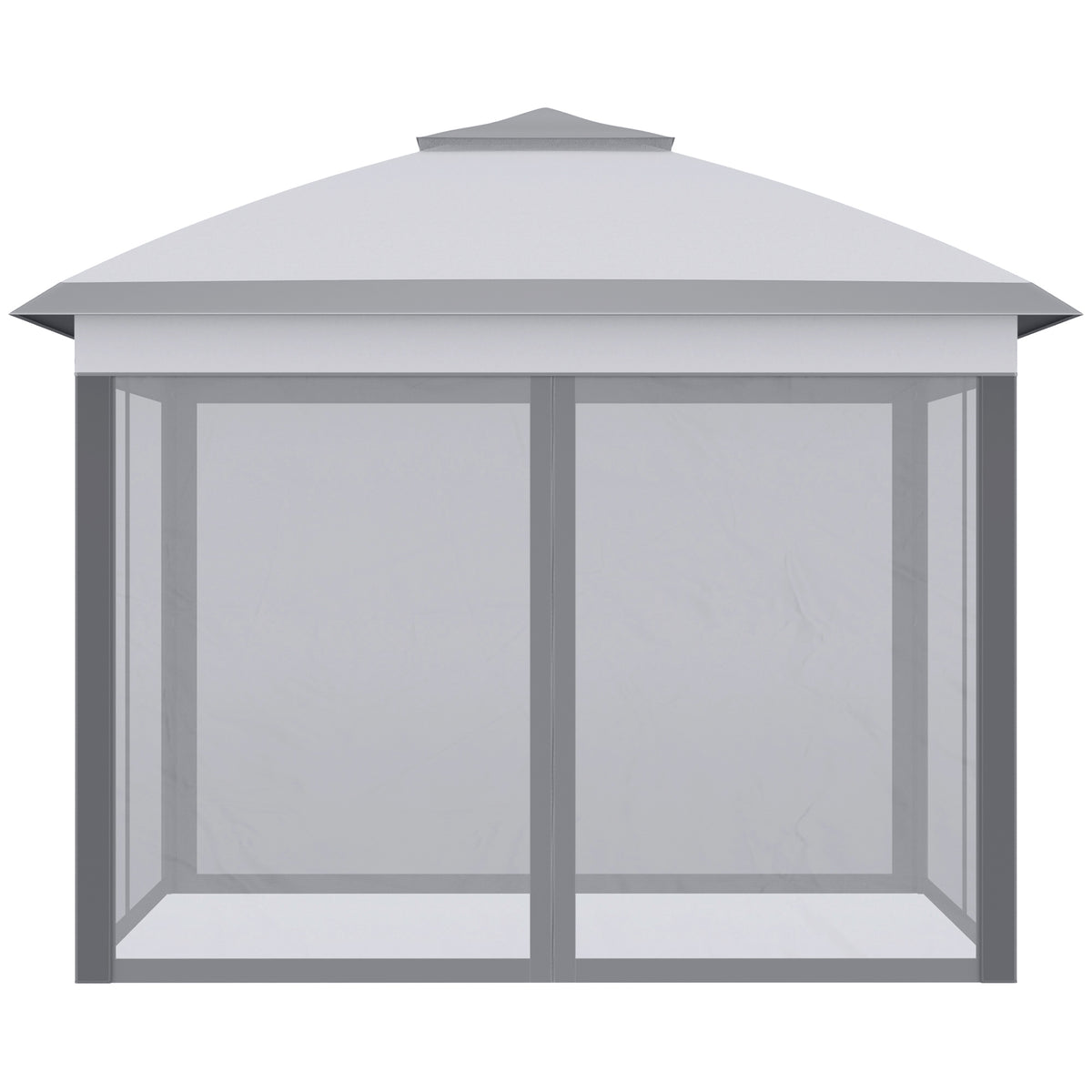 Outsunny Faltpavillon, Gartenpavillon, Metall und Stoffplane, Netzvorhänge, Entwässerungslöcher, 330L x 330B x 288H cm, Grau