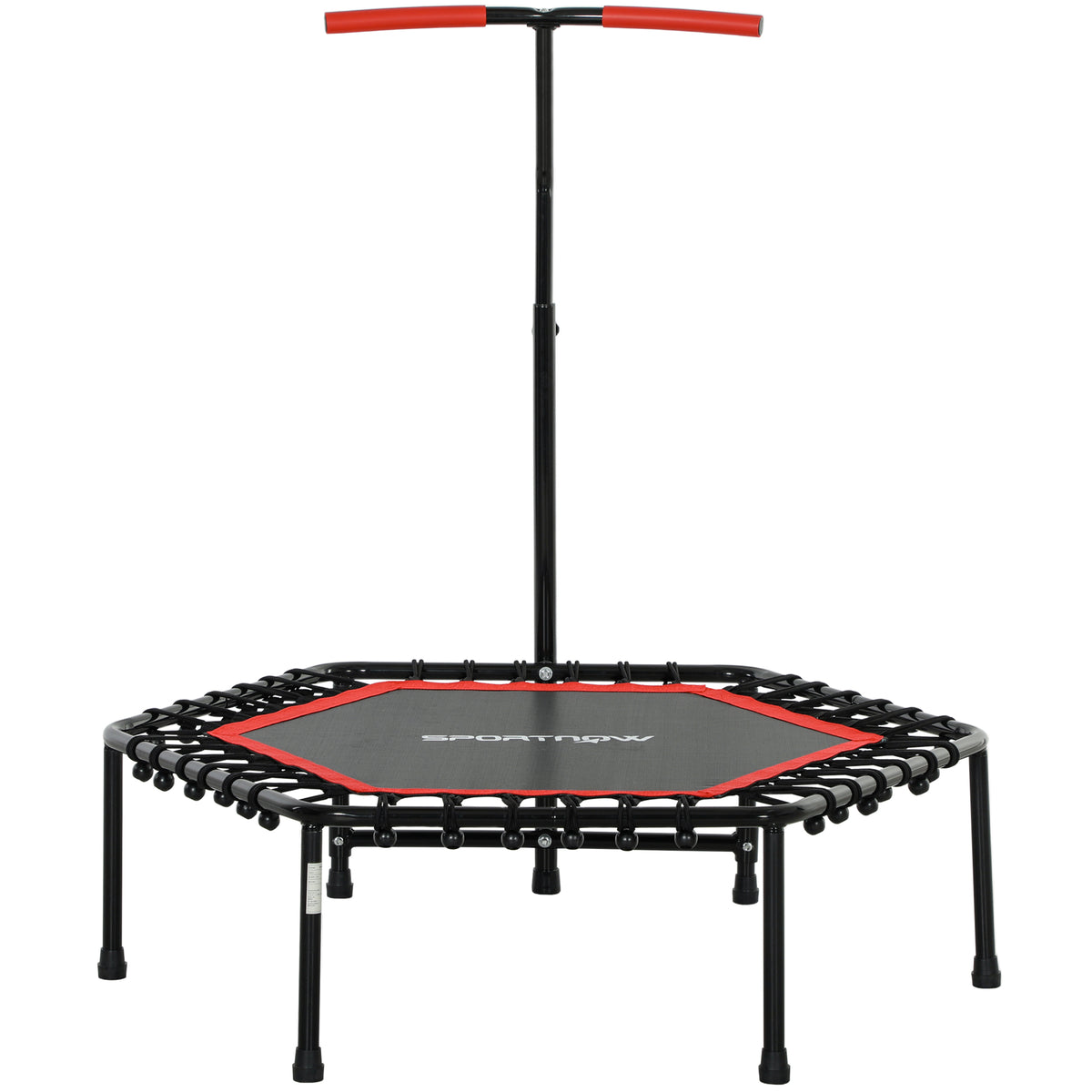 SPORTNOW Fitness-Trampolin 114 cm, elastische Seile, verstellbarer Griff 3 Positionen, leises Übungstrampolin, Rot