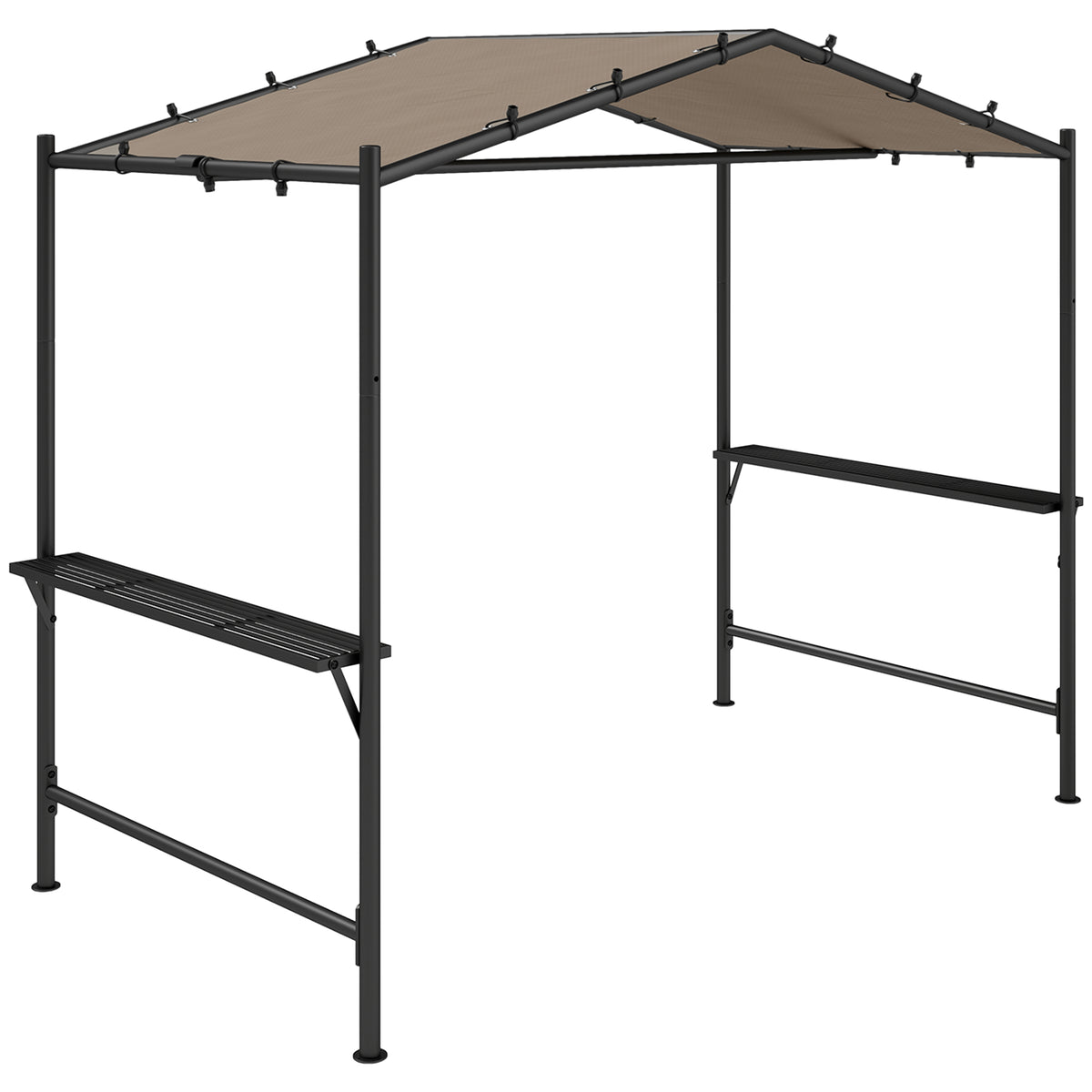 Outsunny Grillzelt Grilldach, wetterbeständig, inkl. Seitentaschen, 277 x 149 x 230 cm, Khaki