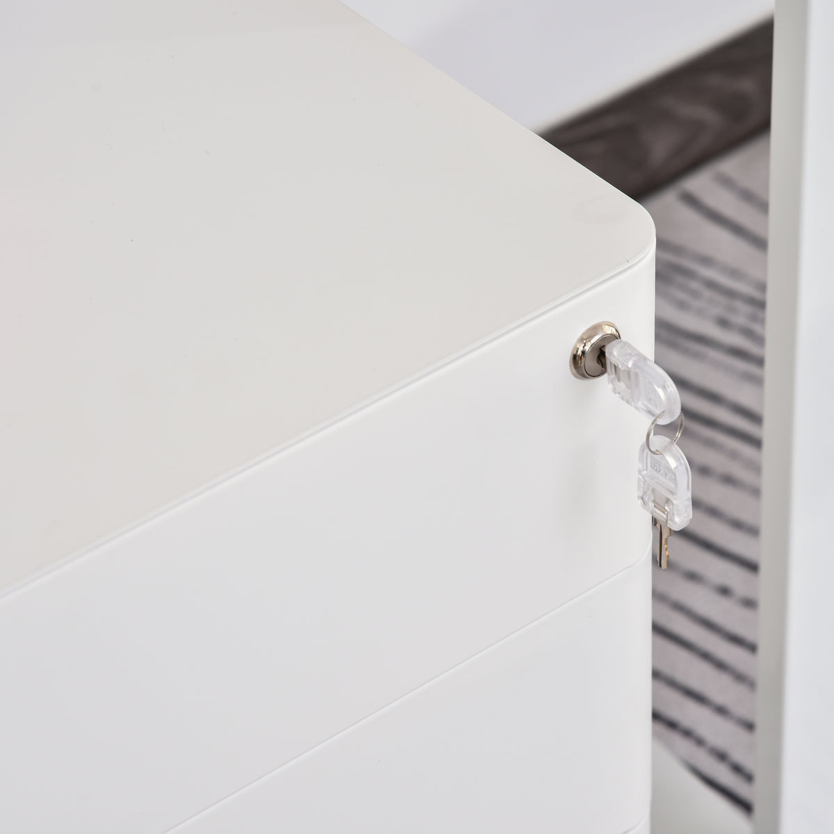 Vinsetto Rollcontainer, mobiler Aktenschrank mit 3 Schubladen, abschließbarer Büroschrank mit Hängeregistratur, Aufbewahrung, Stahl, 39 x 48 x 59 cm Weiß