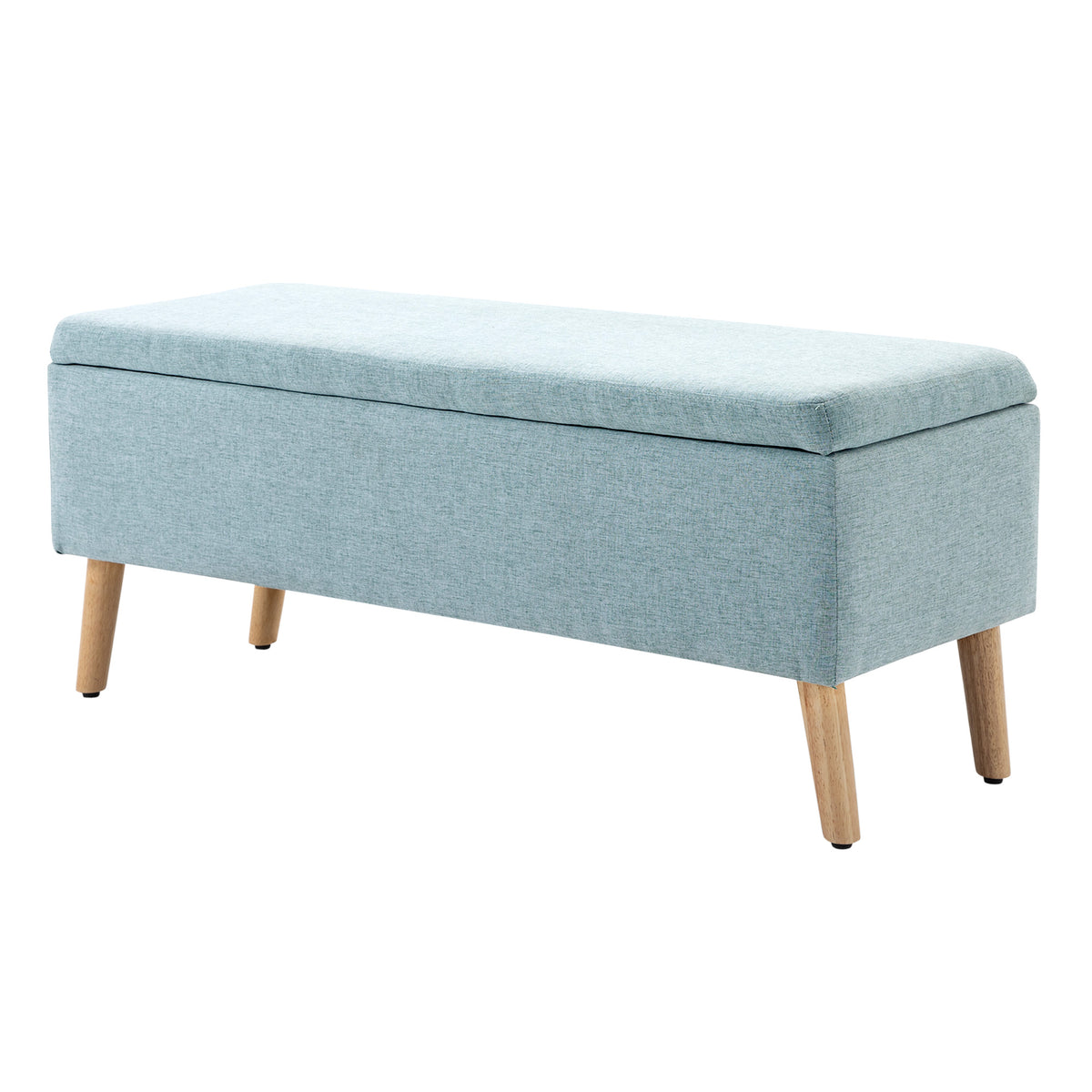 HOMCOM Sitzbank mit Stauraum Polsterbank mit Leinenoptik, Sitztruhe mit Holzbeine, Truhenbank für Wohnzimmer Schlafzimmer Flur 110 x 39 x 45 cm, Hellgrün