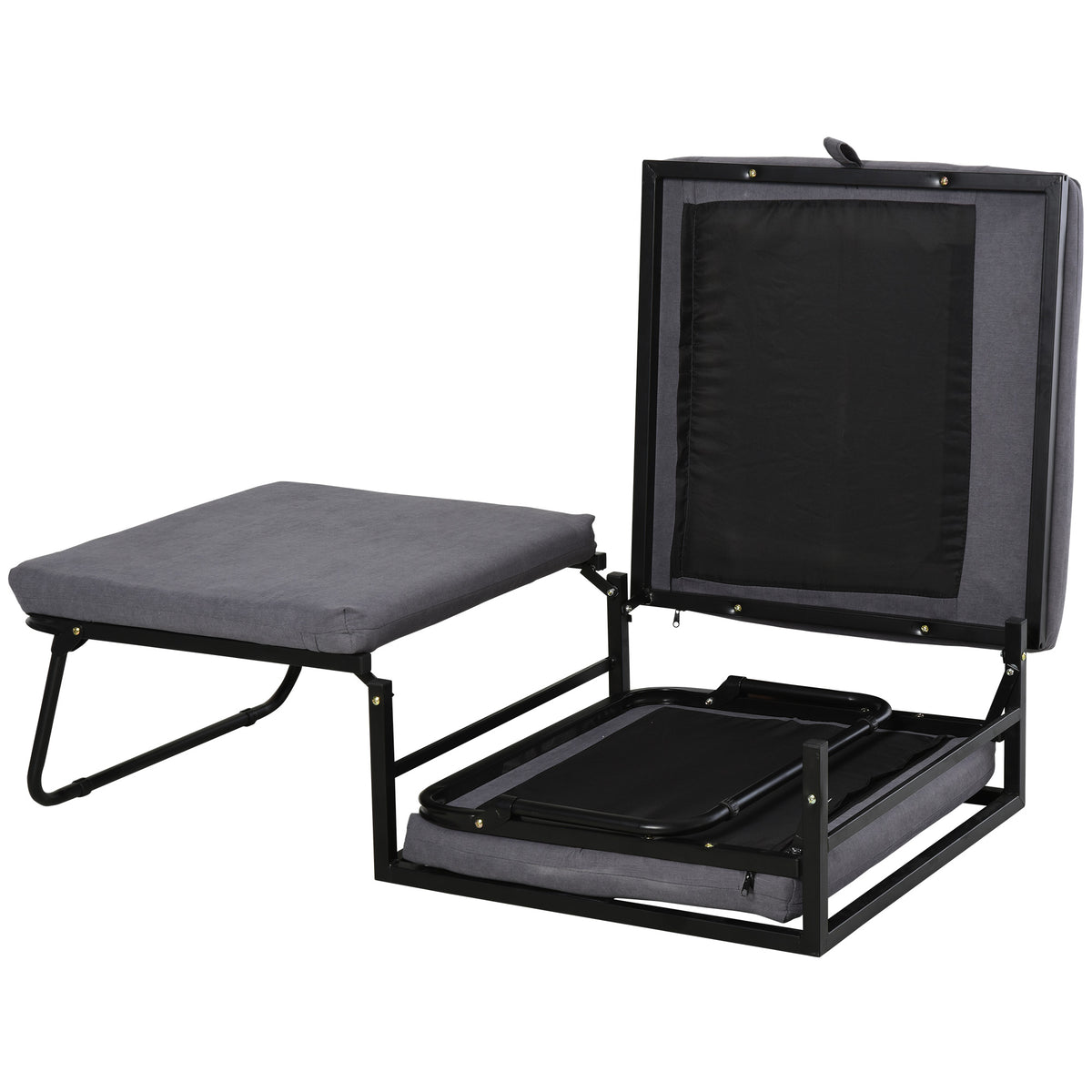 HOMCOM Klappbett 75x190 cm, Erwachsene Gästebett Klappbar mit 8 cm Dicker Schaumstoff, Reisebett mit Metallrahmen, 5-stufig höhenverstellbares Einzelbett mit Kissen, bis 150 kg belastbar