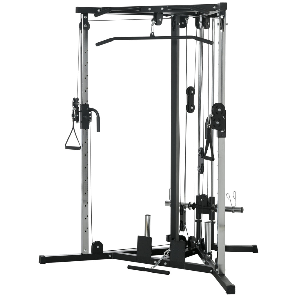 SPORTNOW Multifunktionale Kraftstation mit Klimmzugstange, 15-fach verstellbare Trainingsstation, Schwarz
