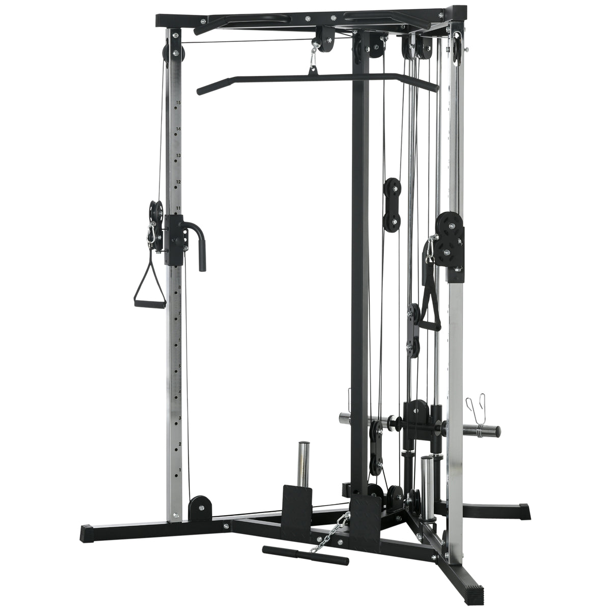 SPORTNOW Multifunktionale Kraftstation mit Klimmzugstange, 15-fach verstellbare Trainingsstation, Schwarz