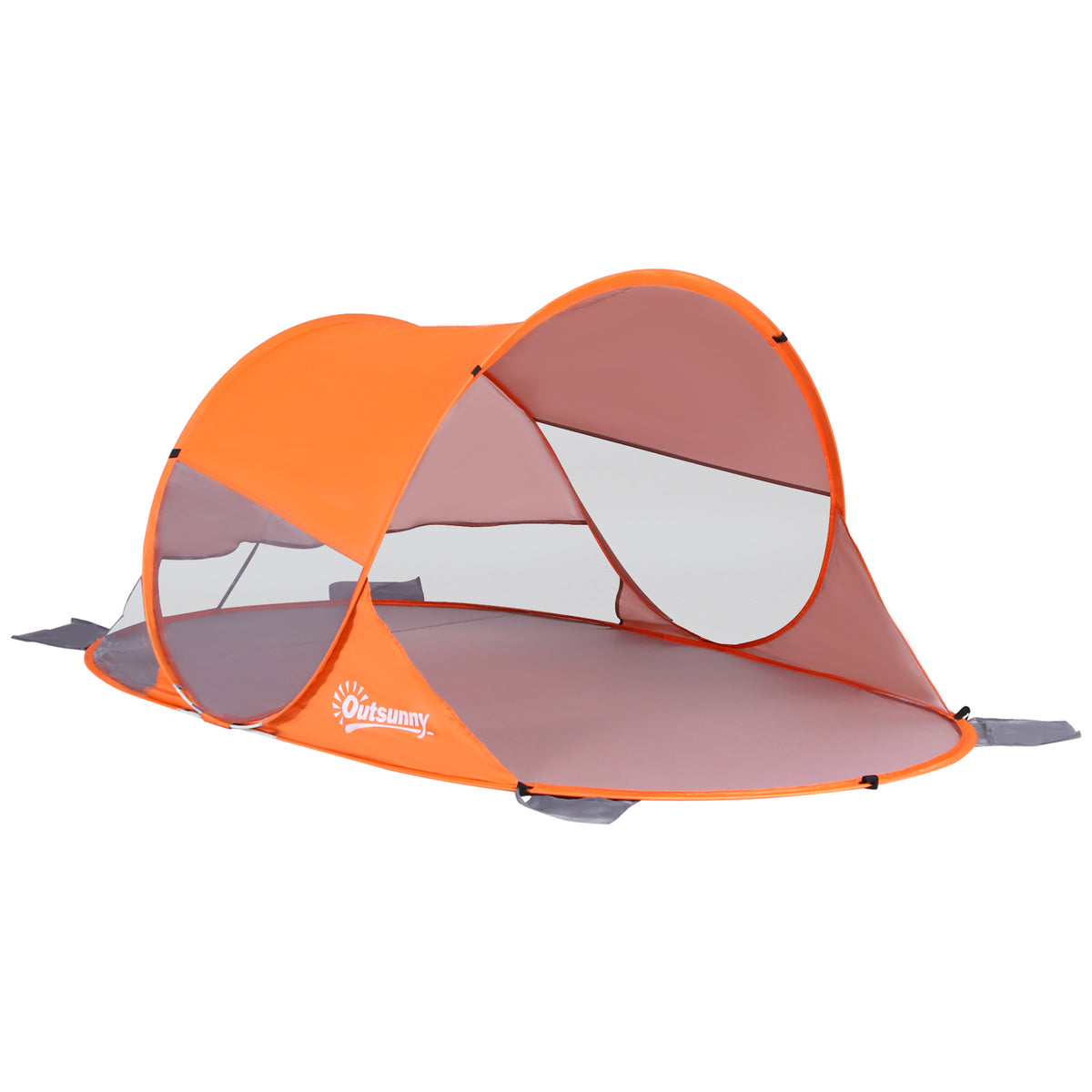 Outsunny Strandzelt Pop-Up automatisch schneller UV-Schutzfenster Orange