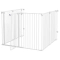 PawHut Sicherheitsgitter Park umzäunter zusammenklappbar modular 6 Paneele mit Tür Höhe 100 cm weiß