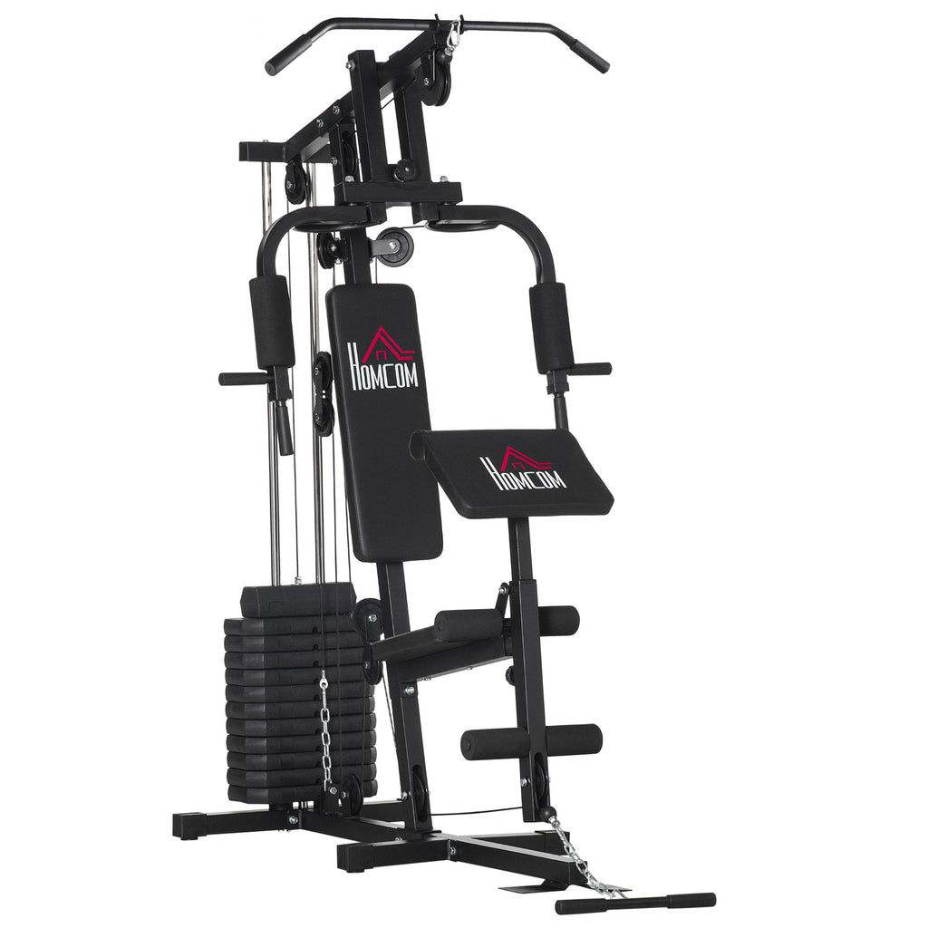 HOMCOM Fitness-Station mit 12 Gewichtsblöcken à 5,5 kg für ein umfassendes Training - 135 x 103 x 210 cm