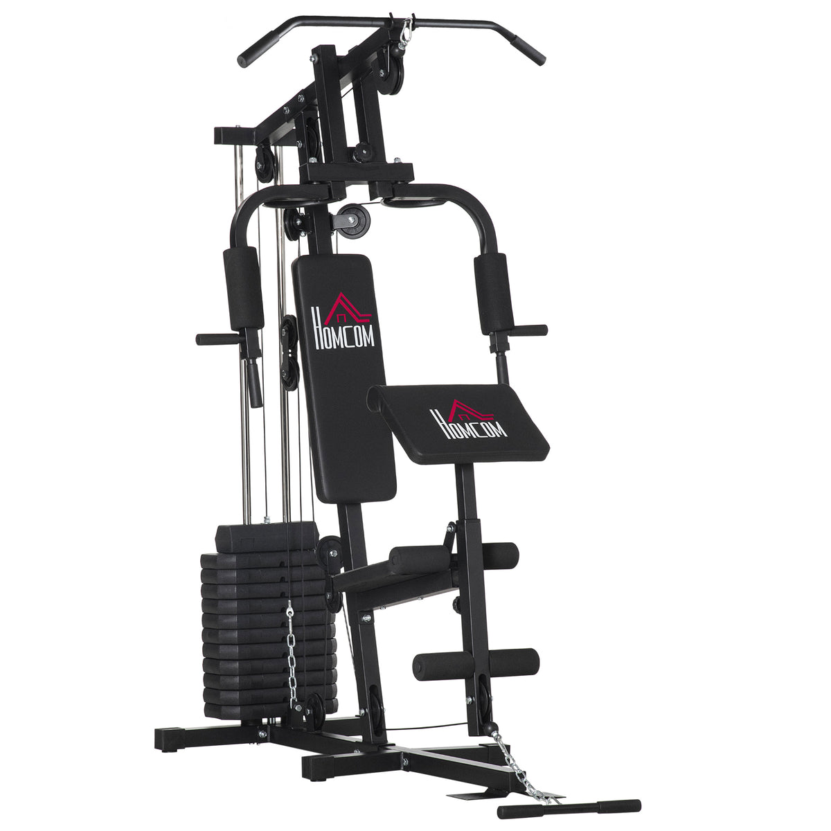 HOMCOM Fitness-Station mit 12 Gewichtsblöcken à 5,5 kg für ein umfassendes Training - 135 x 103 x 210 cm