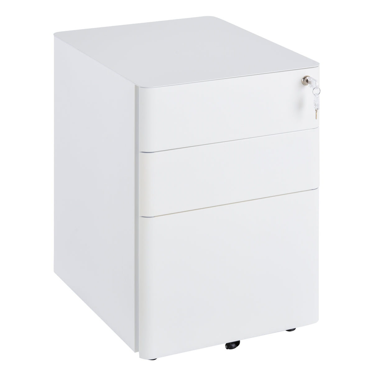 Vinsetto Rollcontainer, mobiler Aktenschrank mit 3 Schubladen, abschließbarer Büroschrank mit Hängeregistratur, Aufbewahrung, Stahl, 39 x 48 x 59 cm Weiß