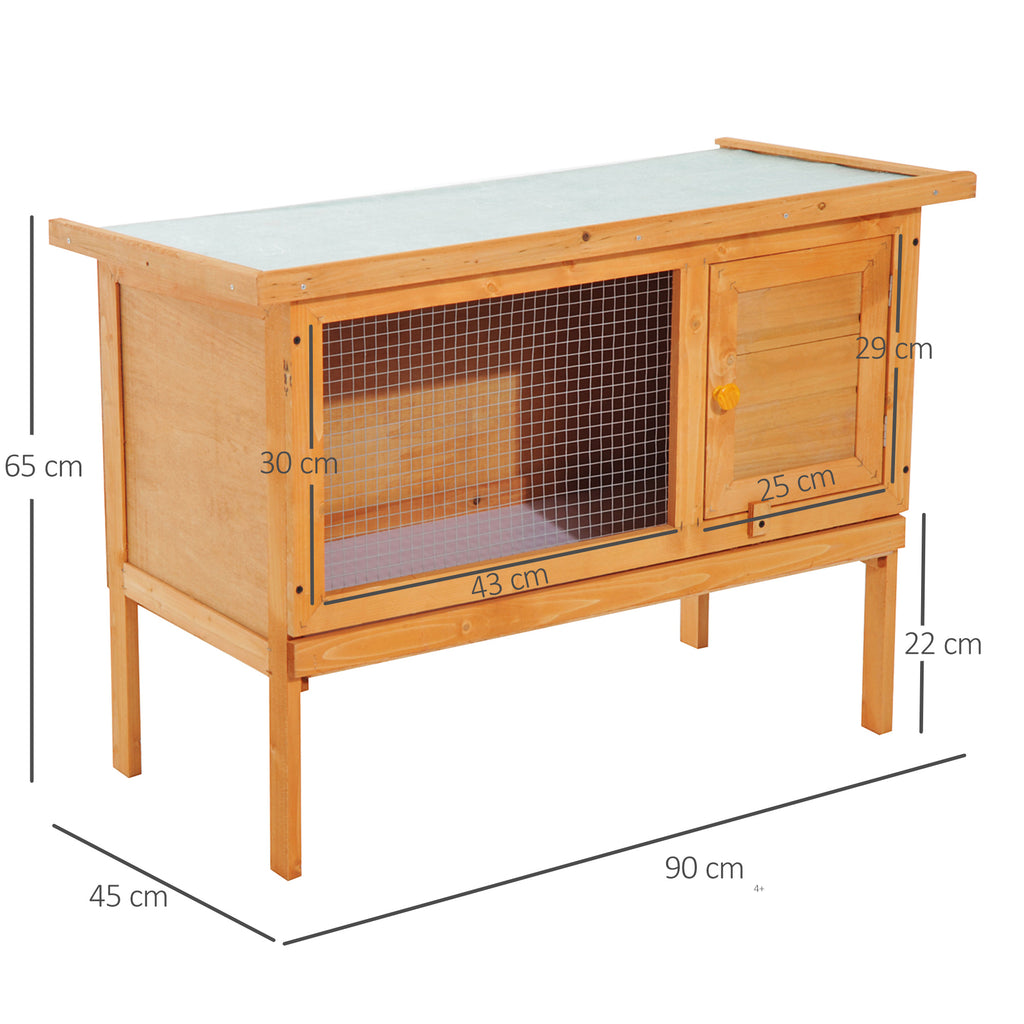 PawHut Kleintierstall Zwergkaninchenkäfig Zwergkaninchenstall wetterfest Holz Metall 90 cm x 45 cm x 65 cm