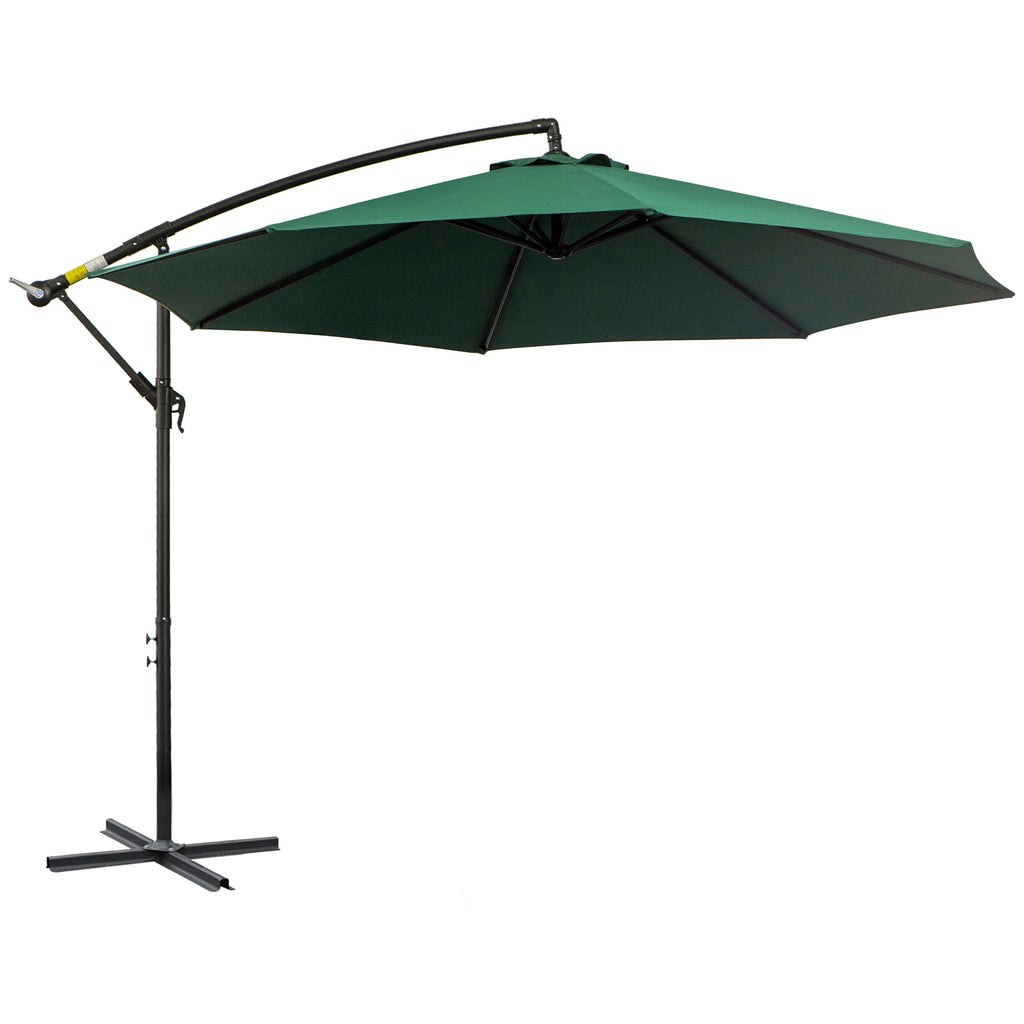 Outsunny Sonnenschirm mit Handkurbel Wetterbeständig 3 m x 3 m x 2,5 m XXL Grün