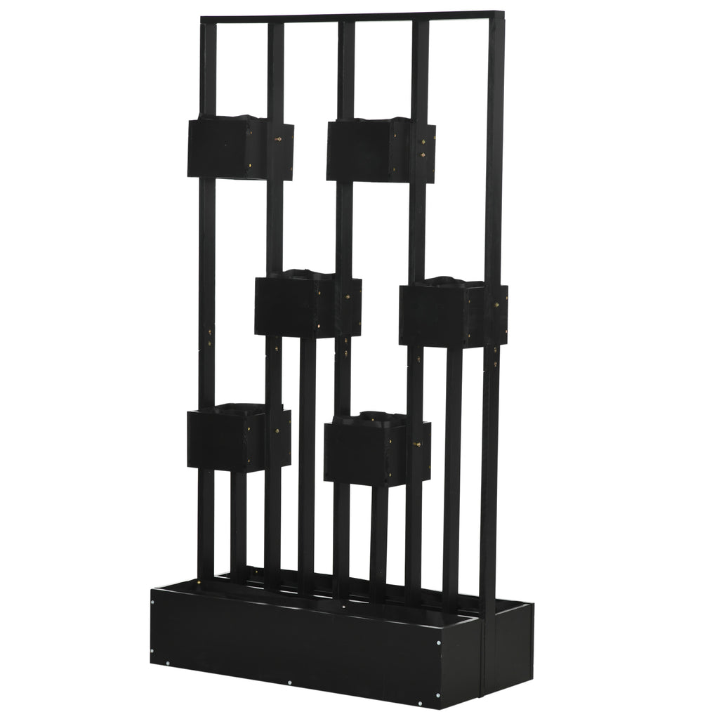 Outsunny Pflanzkasten-Kombination, modulares Design, Standrahmen, Naturholz, schwarz, 90 x 45 x 170 cm