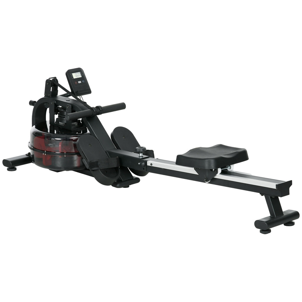 SPORTNOW Wasser-Rudergerät Heimtrainer 6 Widerstandsstufen LCD-Multifunktionsdisplay Stahl PC Schwarz
