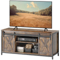 HOMCOM TV Lowboard, Industrial Design, für 60'' TVs, 6 Fächer, 2 Schiebetüren, Braun/Schwarz