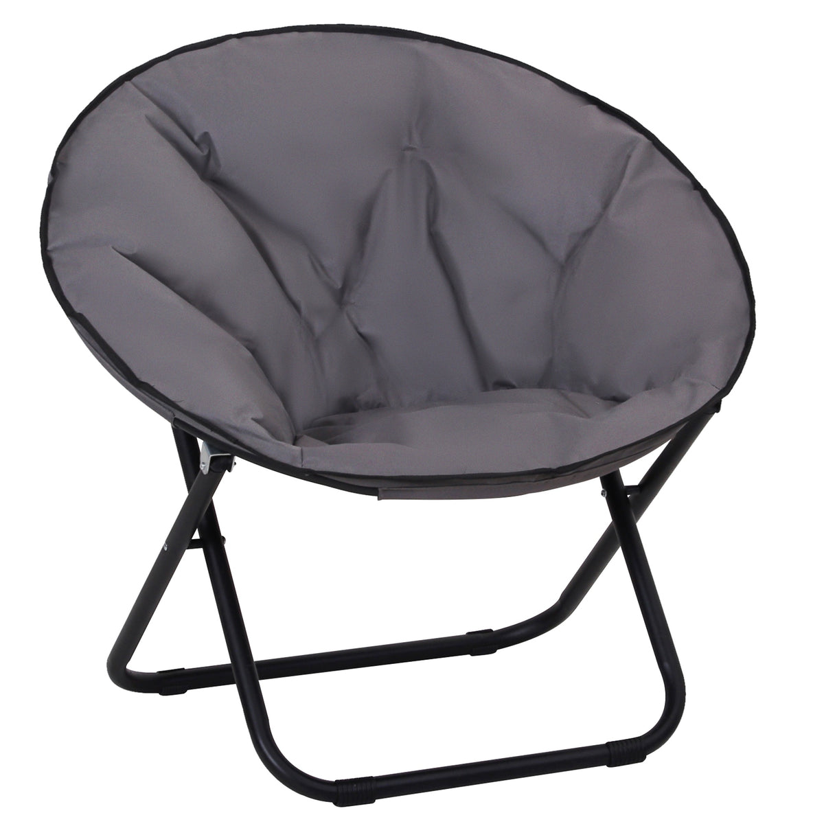 Outsunny Campingstuhl Faltbar Campingsessel mit Lehne, Klappstuhl bis 120kg, gepolstert Moonchair Extra Breit, Faltsessel Outdoor Stuhl für Garten, Balkon, Camping, Grau