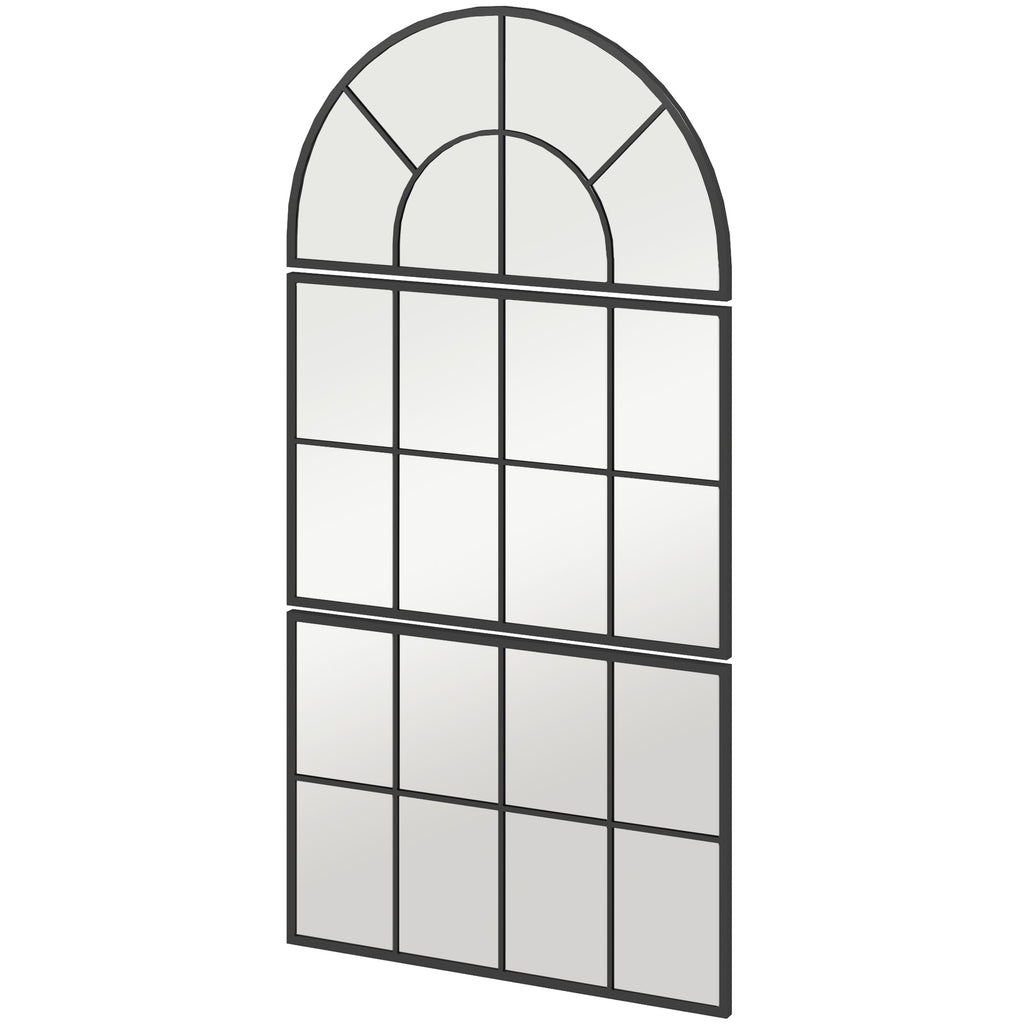 HOMCOM Wandspiegel, Fensterspiegel, dreiteilig, Metallrahmen, 76 x 53 cm, Schwarz