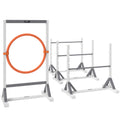 PawHut Agility Set Hunde 4-teiliges Agility-Ausrüstung für Hundetraining mit höhenverstellbar Hürden Reifen Weiß