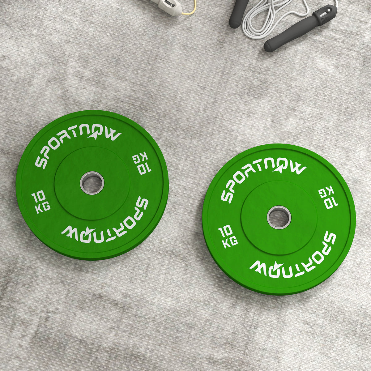 SPORTNOW Set 2 Gewichtsscheiben 10 kg aus Gummi mit 2"/5 cm Loch für Kurzhanteln und Hantelstangen, Grün